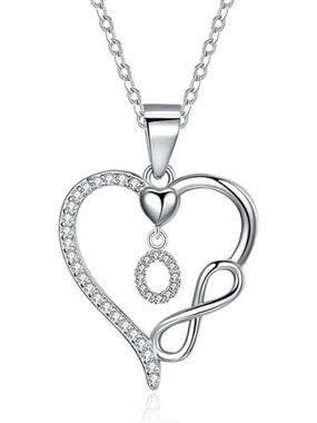 Letter O Dainty 925 Sterling Silver Infinity Heart Initial Necklace